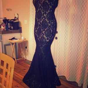 Black lace prom dress